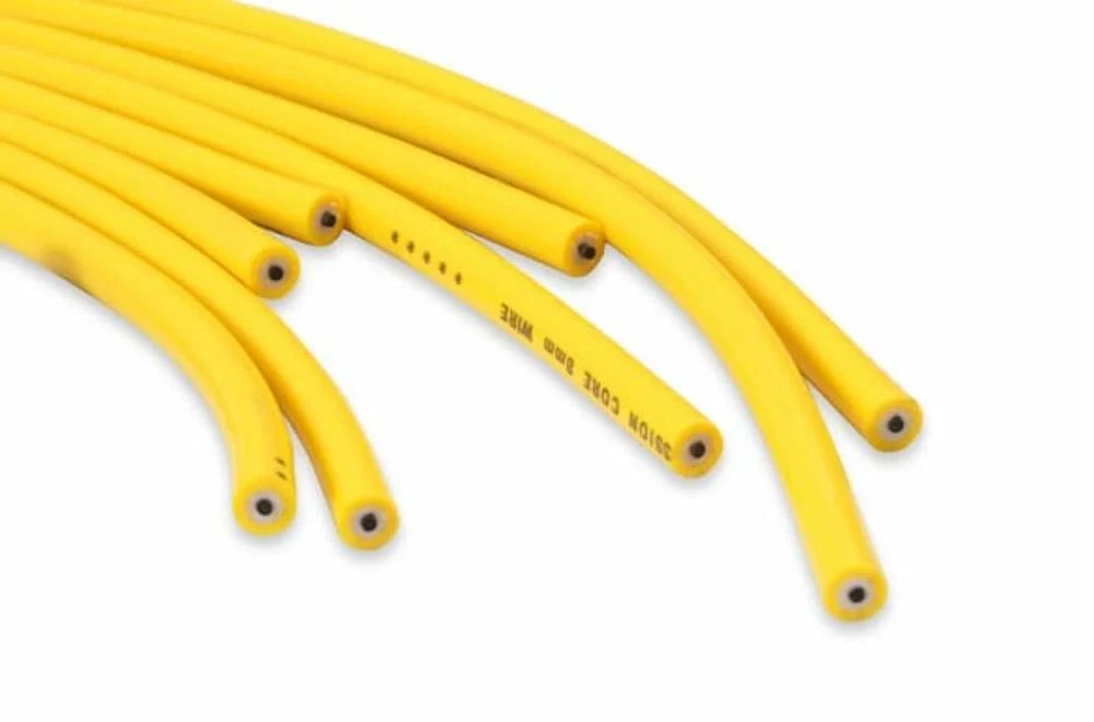 Spark Plug Wire Set - 8mm - Yellow with Orange Straight Boots - 4040